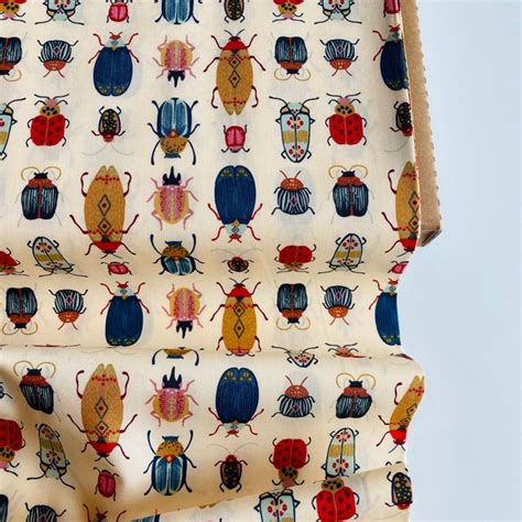 Insect Nature Fabric Sketchy Garden Beetles By Friztin Modern Black