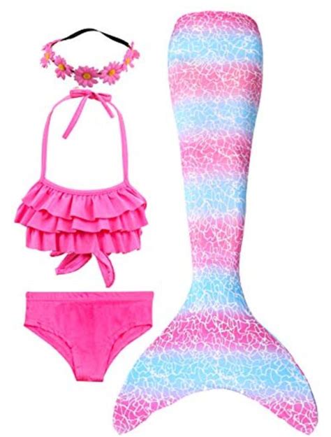 Buy SANNYHHOOT Girl S Mermaid Tail Swimsuit For Swimming Bikini Set Sea