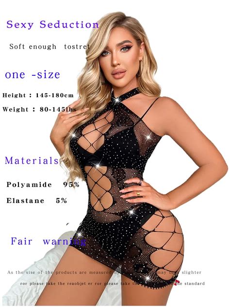 Diamond Sexy Lingeries Hot Sale Hollow Out See Through One Piece Fishing Net Plus Size Bodysuit