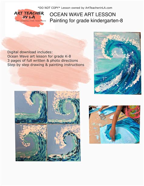 OCEAN WAVE Painting Art Lesson by Art Teacher in LA Art Lesson Plans ...