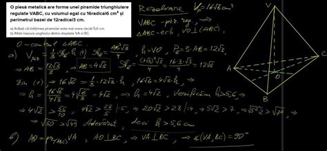 O piesă metalică are forma unei piramide triunghiulare regulate VABC