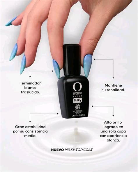 Milky Top Coat Gel Organic Nails Monterrey