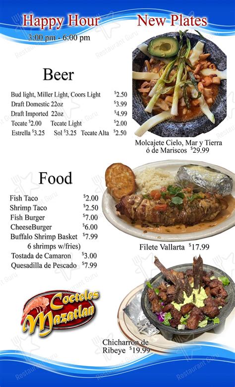 Menu At Cocteles Mazatlan Restaurant El Paso El Paso N Loop Dr