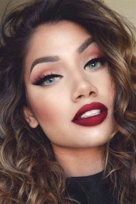 Red Lips Makeup For Brown Eyes