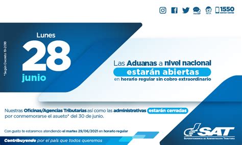 SAT Guatemala On Twitter Este Lunes 28 De Junio Nuestras Oficinas