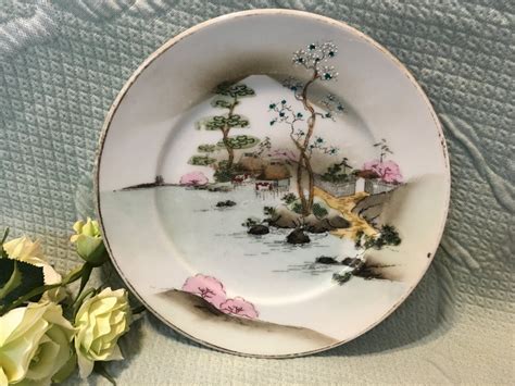 Hand Painted Nippon Porcelain Plate Asian Scene Idyllic