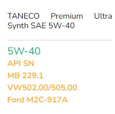 Taneco Premium Ultra Synth 5W-40 API SN свежее - Лабораторные анализы ...