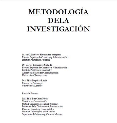 Metodología De La Investigación Sampieri Colegio Profesional De