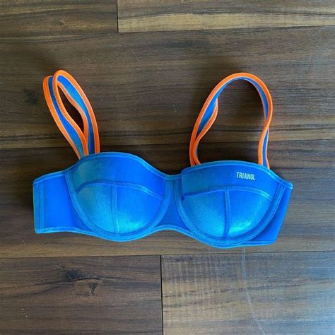 Triangl Blue Velvet Neoprene Bikini Top In Size Depop