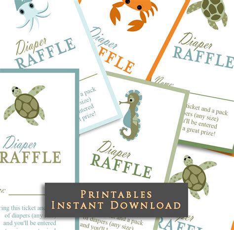 Ocean Theme Diaper Raffle Tickets Instant Download Printable Raffle