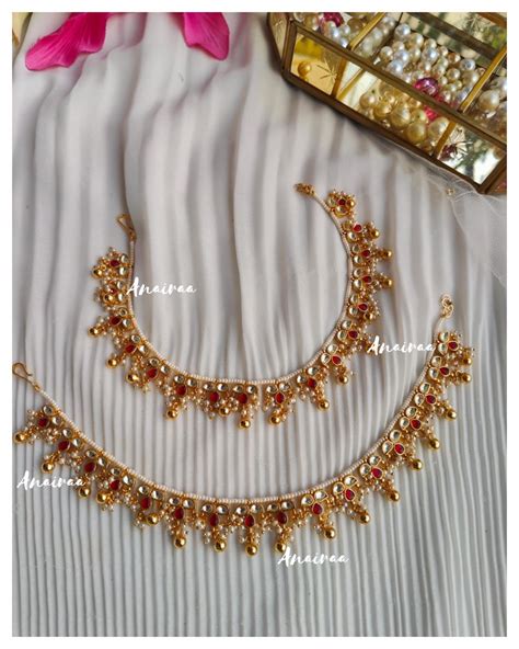 Ruby Kundan Anklets Anairaa