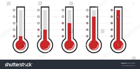 Red Thermometers Different Levels Vector Illustration Stock Vector Royalty Free 658769485