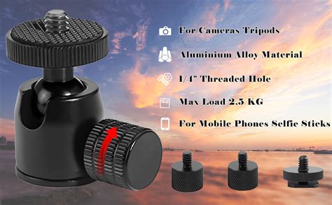 Faefty Mini Ball Head Tripod Head Ballhead With Hot Shoe Mount Adapter And To Screw