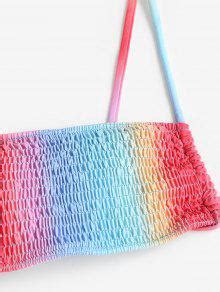 Zaful Smocked Rainbow Loincloth Bikini Swimwear In Multi Zaful