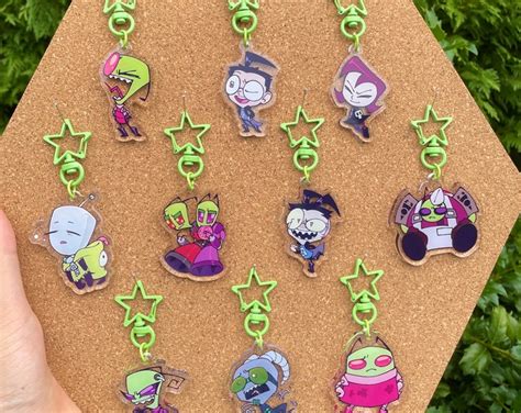 Handmade Gir Keychain Invader Zim Fan Gift Nostalgic Nickelodeon