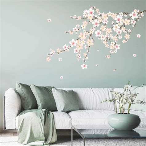 Amazon Wondever Cherry Blossom Flowers Wall Stickers Pink Floral