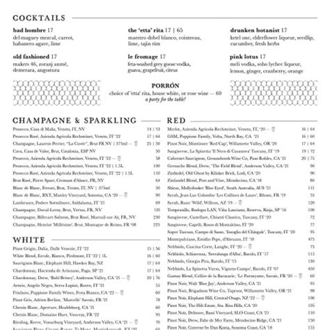 Menu Scottsdale Azs Etta Scottsdale Quarter Sirved