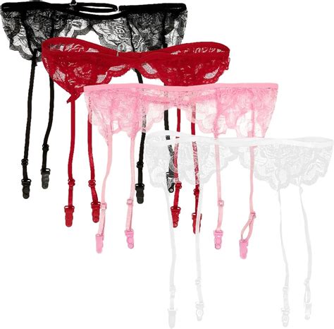 Satohom Women Lace Suspender Belt Plus Size Garter Belt Sexy Lingerie Set With Strap And G