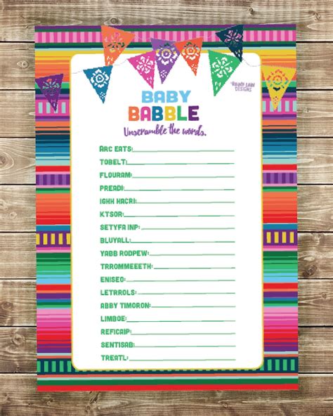 Baby Babble Game Baby Shower Game Printables Fiesta Baby Etsy