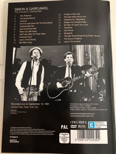 Simon & Garfunkel - The Concert in Central Park DVD 2003 / Recorded