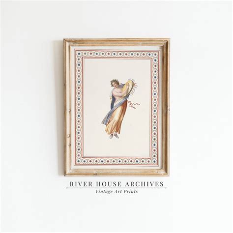 Vintage Nude Art Greek Mythology Print Historical Art Print Woman With Tambourine Light Academia