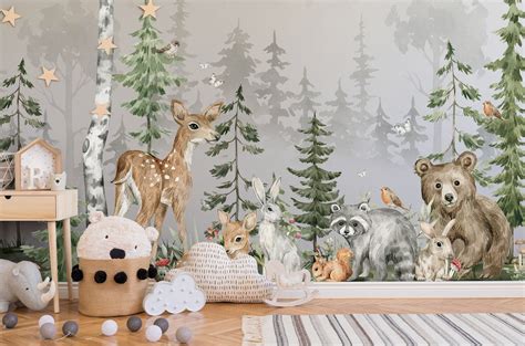 New Peel And Stick Or Traditional Woodland Forest Animals Nursery Baby