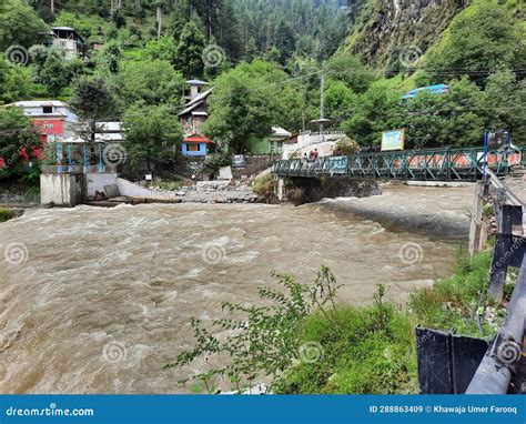 Beautiful View Of Kutton Waterfall Neelum Valley Kashmir Editorial