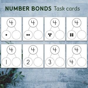 Number Bonds Flash Cards And Task Cards Math Printable For