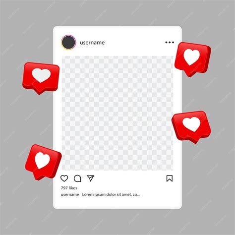 Premium Vector Instagram Mockup Social Media Template Frame 3d Heart