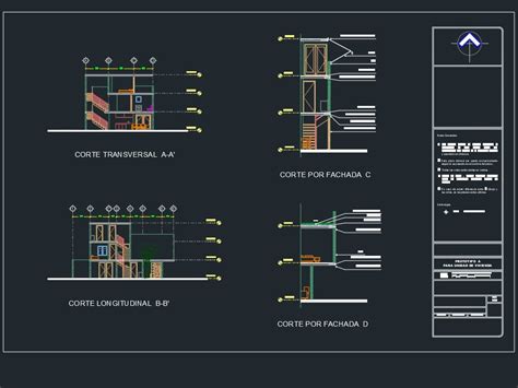 Cortes Y Cortes Por Fachada Casa Habitacion En AutoCAD Librería CAD