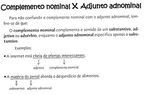 Exercício De Complemento Nominal E Adjunto Adnominal Com Gabarito