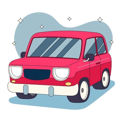 Ilustración De Dibujos Animados De Automóviles Dibujada A Mano Vector
