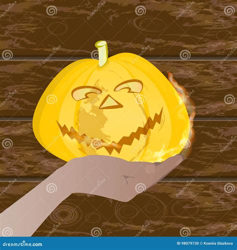 Halloween Glowing Gay Pumpkin On A Human Stock Illustration Illustration Of Light