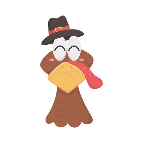 Happy Thanksgiving Day Turkey Head With Pilgrim Hat Stock Vector