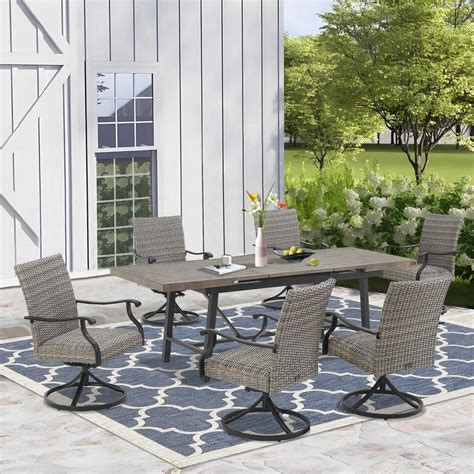 Ulax Furniture Piece Wicker Outdoor Dining Set Extendable Table And