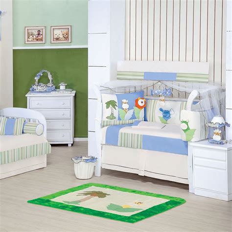 Enxoval Bebe Quarto - Quarto Completo Enxoval Bebê Menino Reino Animal Azul - Palha - Verde ...