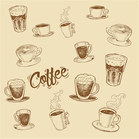 Рисовать рисунок кофе | Премиум векторы