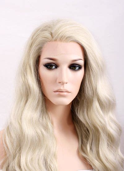 Wavy Pastel Ash Blonde Lace Front Synthetic Wig LF Blonde Lace Front Wigs Light Ash Blonde