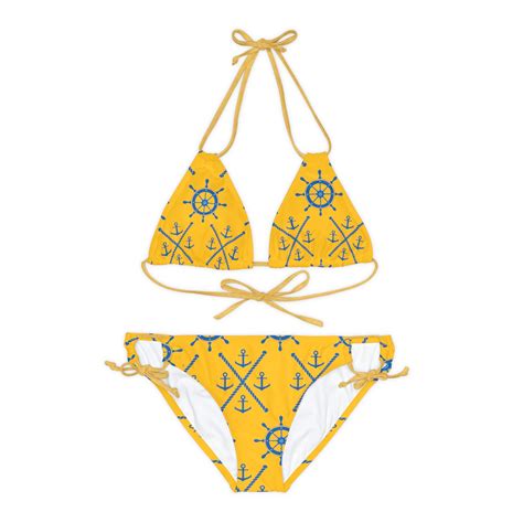 Nautical Strappy Bikini Set Strappy Bikini Set Anchors Bikini Set Captain S Wheel Bikini Summer