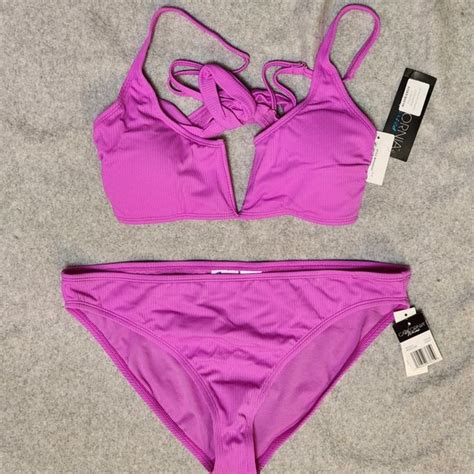 California Waves Swim California Waves Purple Ribbed Bikini Swimsuit Xl New W Tags Nwt