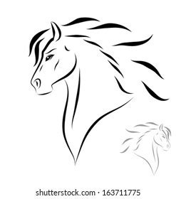 Horse Head Flying Mane Vector Illustration Stock Vector (Royalty Free ...