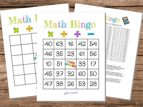 Math Bingo Order Of Operations Learning Game Printable Etsy