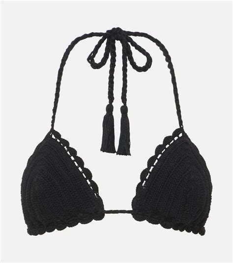 Anna Kosturova Crochet Cotton Bikini Top Black Editorialist