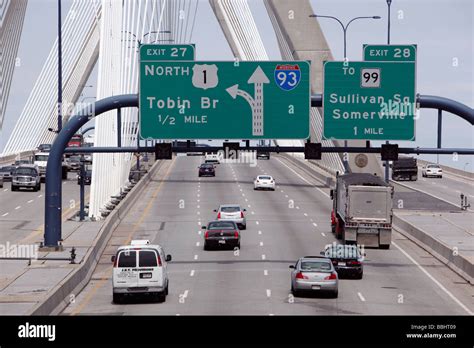 Interstate 93 Over The Zakim Bunker Hill Bridge Boston Massachusetts
