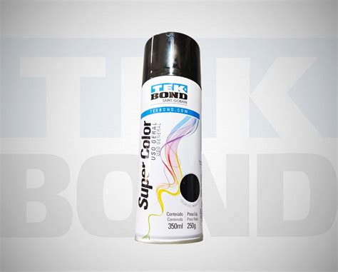 Tinta Spray Preto Brilhante Ml Tek Bond Super Color Plastvel