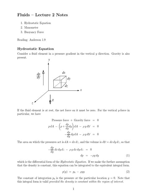 Hydrostatic Equation | Buoyancy | Pressure