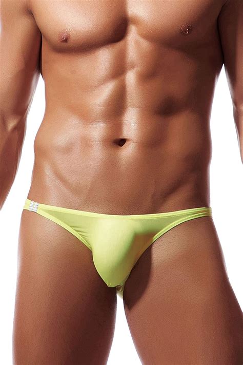 Newsywell Men S Soft Low Rise Bikini Underwear Mid Coverage Back Briefs Yellow Xl At Amazon Men