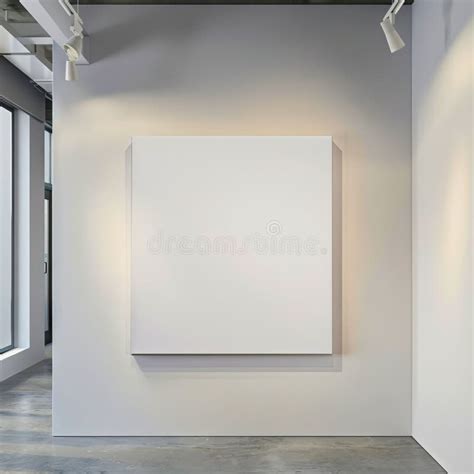 A White Square Painting In An Empty Room Stock Photo Image Of Wall