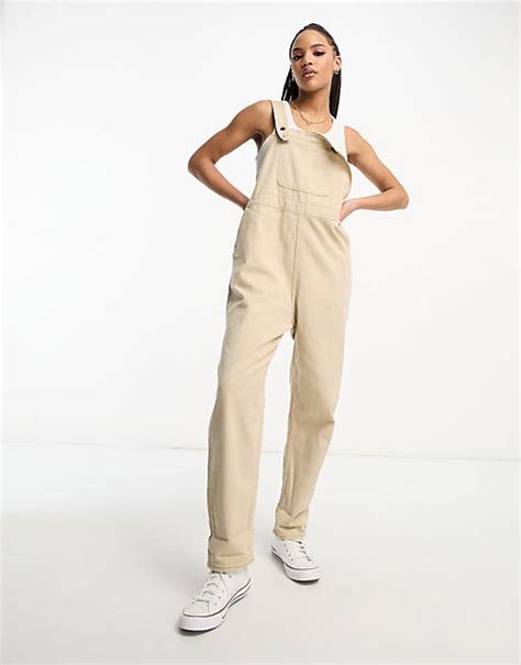 Monki Denim Overalls In Beige Asos