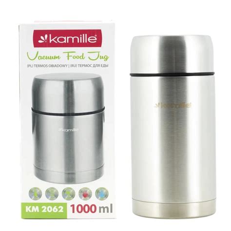Термос Kamille пищевой 1000мл 10х22 см из нержавеющей стали серебряный ...